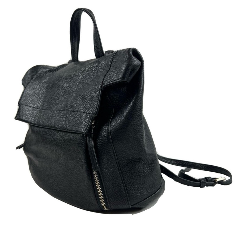 VINCE CAMUTO Black Pebbled Leather Magnetic Closure Backpack Purse